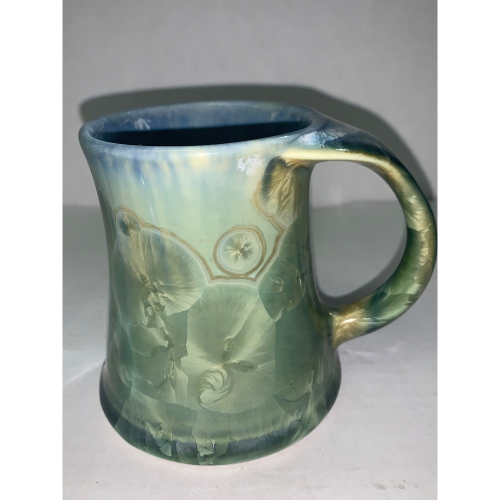 Edgecomb Potters Crystalline Glaze Mug Maine Studio Pottery Blue Green Gold